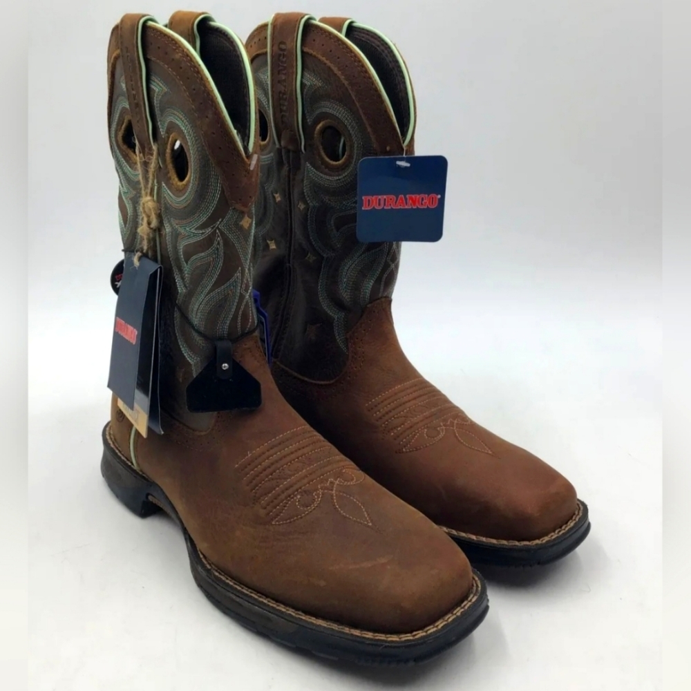 Durango Women's Maverick Brown Leather Mid-Calf Square Toe Western Boots sz 6M